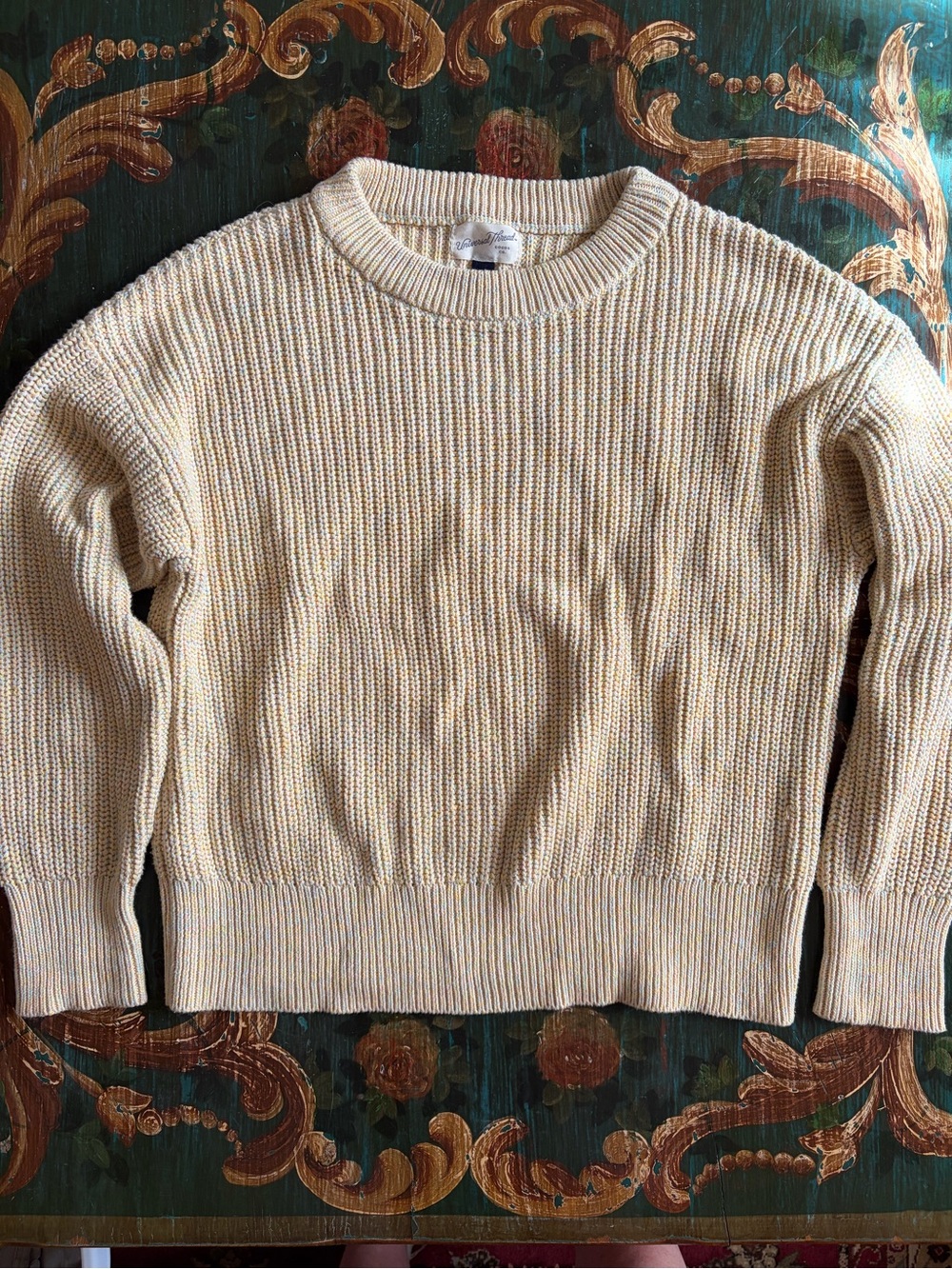 Pale Yellow Ribbed Knit Sweater